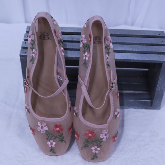 Wild Fable Floral Embroidered Mesh Flats - Picture 5 of 5